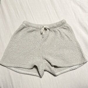 Cream fuzzy shorts